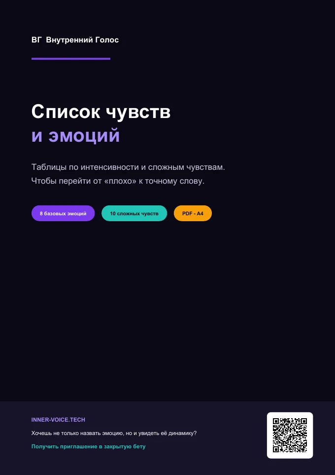Превью бесплатного PDF со списком чувств и эмоций